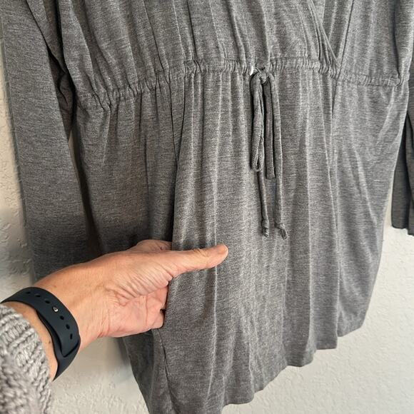 Soft Surroundings Grey Cinch Waist Tunic Top Pockets Medium - Picture 3 of 5